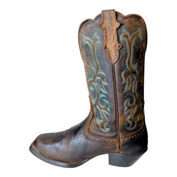 JUSTIN BOOTS 12' Square Toe Stampede Western Boot Size 9 - Picture 6 of 10